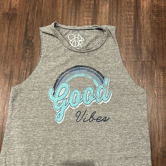 Chaser “Good Vibes” Gray Tank Top, Size Large - Picture 8 of 9